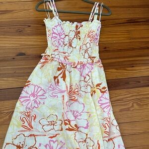 FRNCH Paris Vibrant Floral Dress, smocked sundress, strapless sundress, maxi